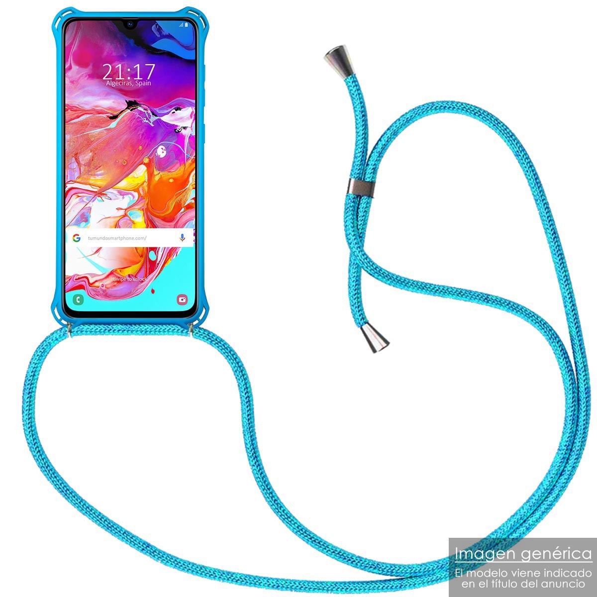 Funda Colgante con Cordon para Samsung Galaxy A40 color Azul