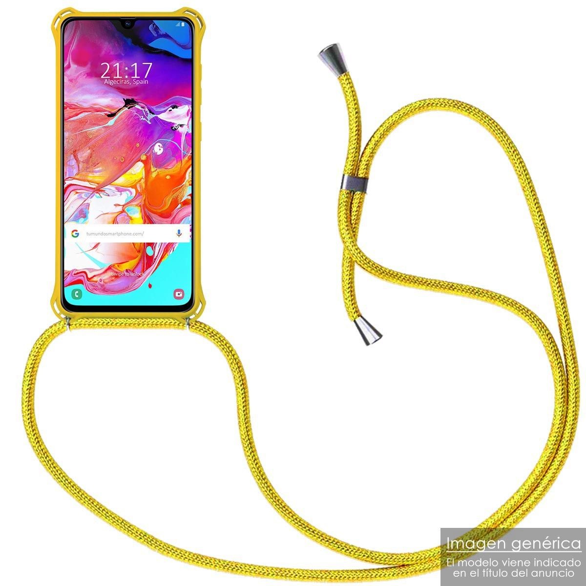 Funda Colgante con Cordon para Samsung Galaxy A70 color Amarillo