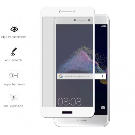 Protector Cristal Templado Frontal Completo Blanco para Huawei P8 Lite 2017 Vidrio