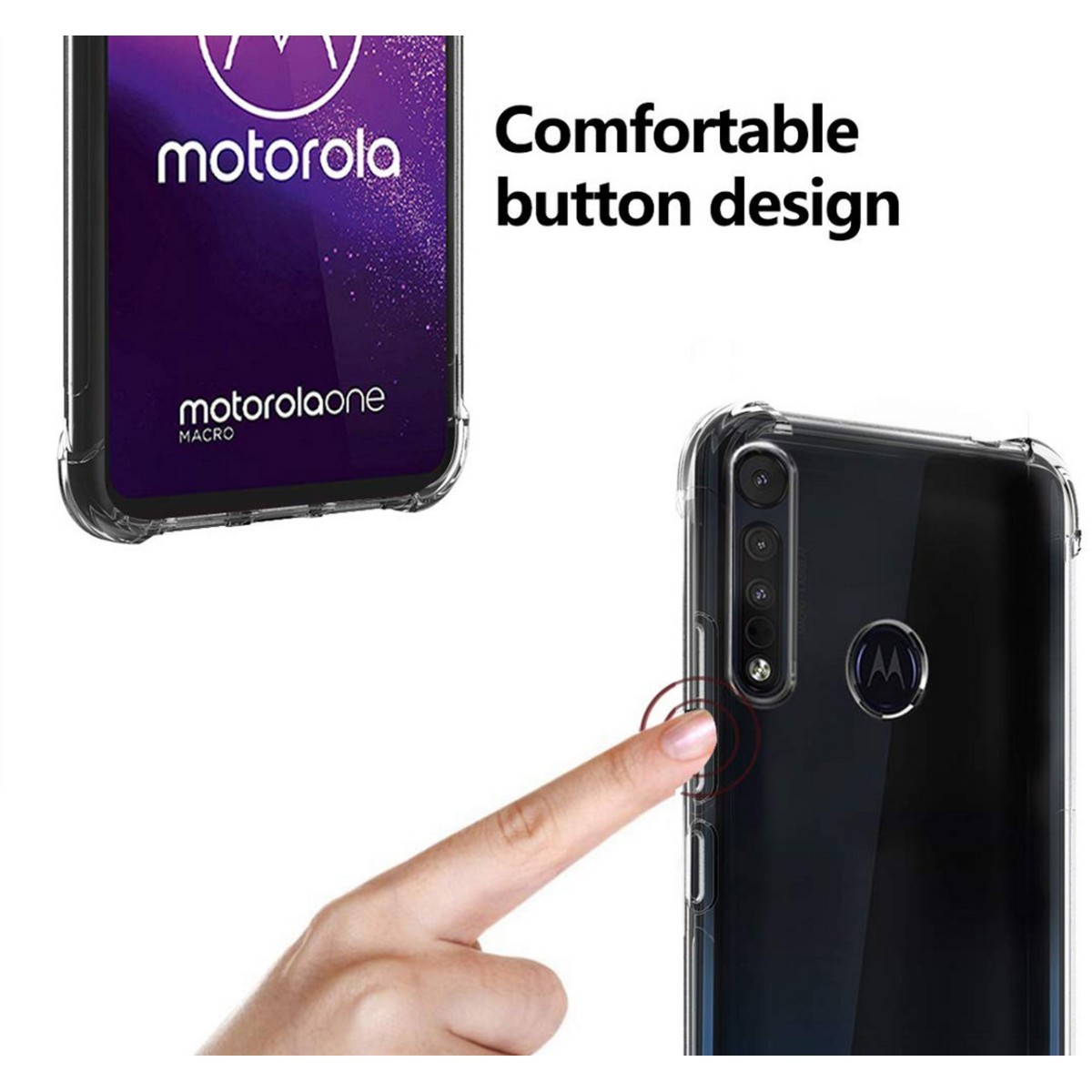 Funda Gel Tpu Anti-Shock Transparente para Motorola One Macro
