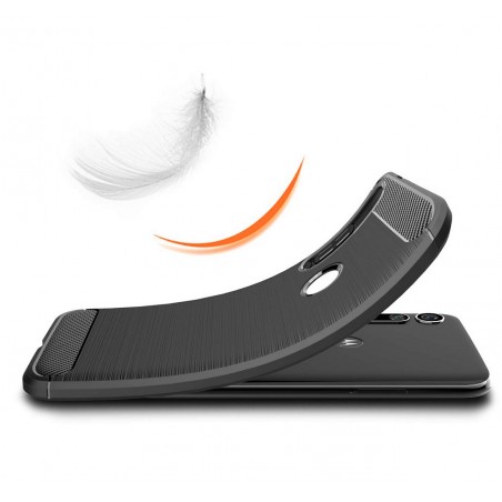 Funda Gel Tpu Tipo Carbon Negra para Motorola Moto G8 Plus