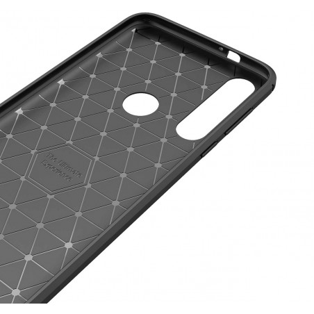 Funda Gel Tpu Tipo Carbon Negra para Motorola Moto G8 Plus