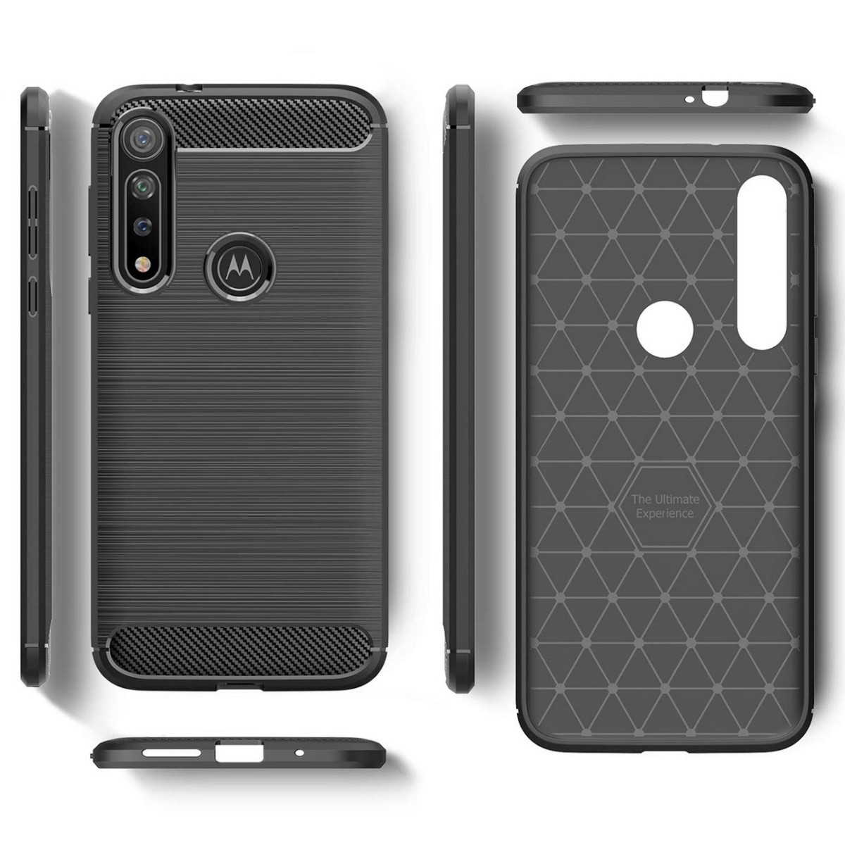 Funda Gel Tpu Tipo Carbon Negra para Motorola Moto G8 Plus
