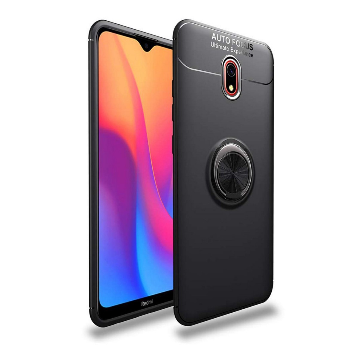 Funda Magnetica Soporte con Anillo Giratorio 360 para Xiaomi Redmi 8A Negra