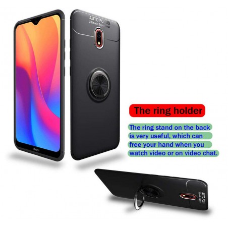 Funda Magnetica Soporte con Anillo Giratorio 360 para Xiaomi Redmi 8A Negra