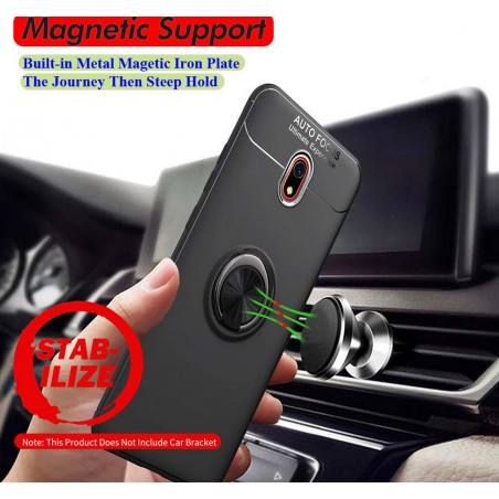 Funda Magnetica Soporte con Anillo Giratorio 360 para Xiaomi Redmi 8A Negra