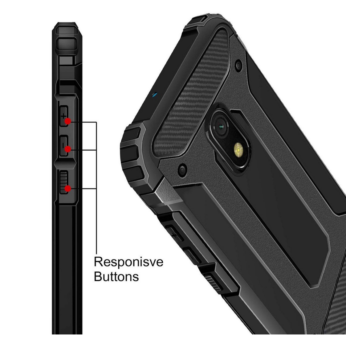 Funda Tipo Hybrid Tough Armor (Pc+Tpu) Negra para Xiaomi Redmi 8A