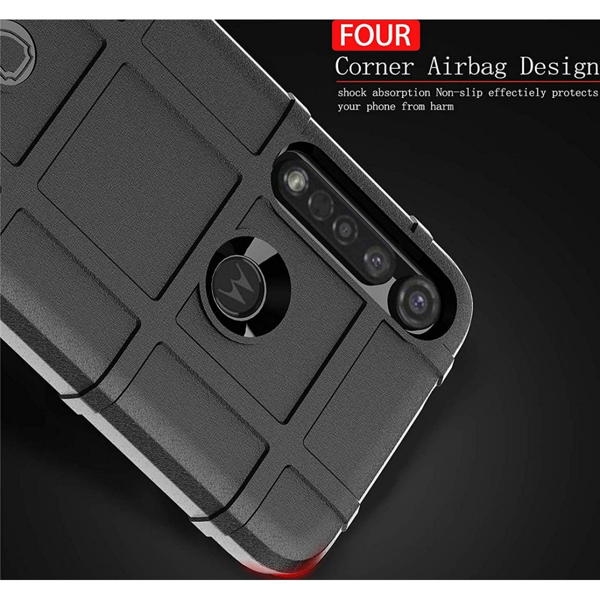 Funda Armor Rugged Shield Antigolpes para Motorola Moto G8 Plus color Negra