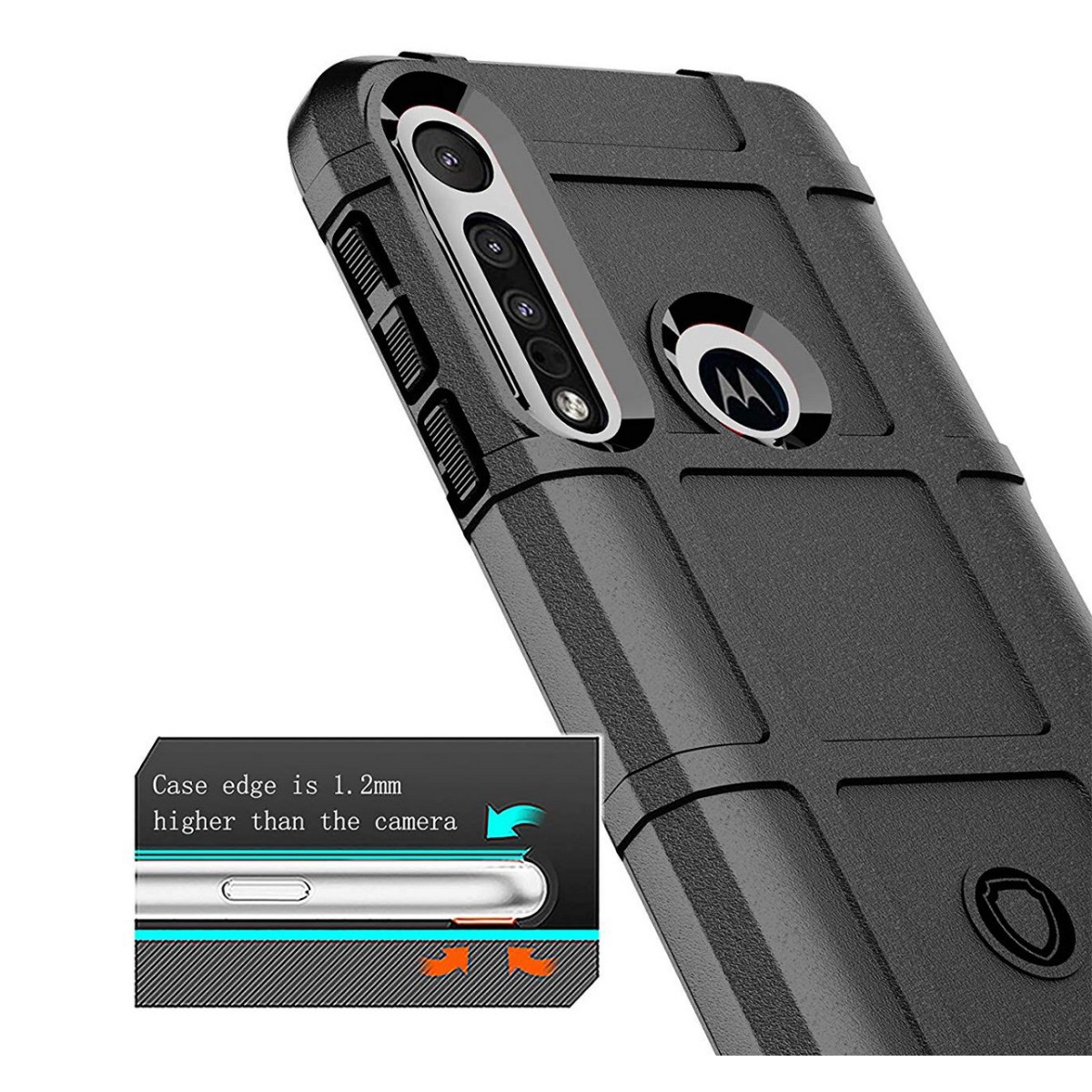 Funda Armor Rugged Shield Antigolpes para Motorola One Macro color Negra