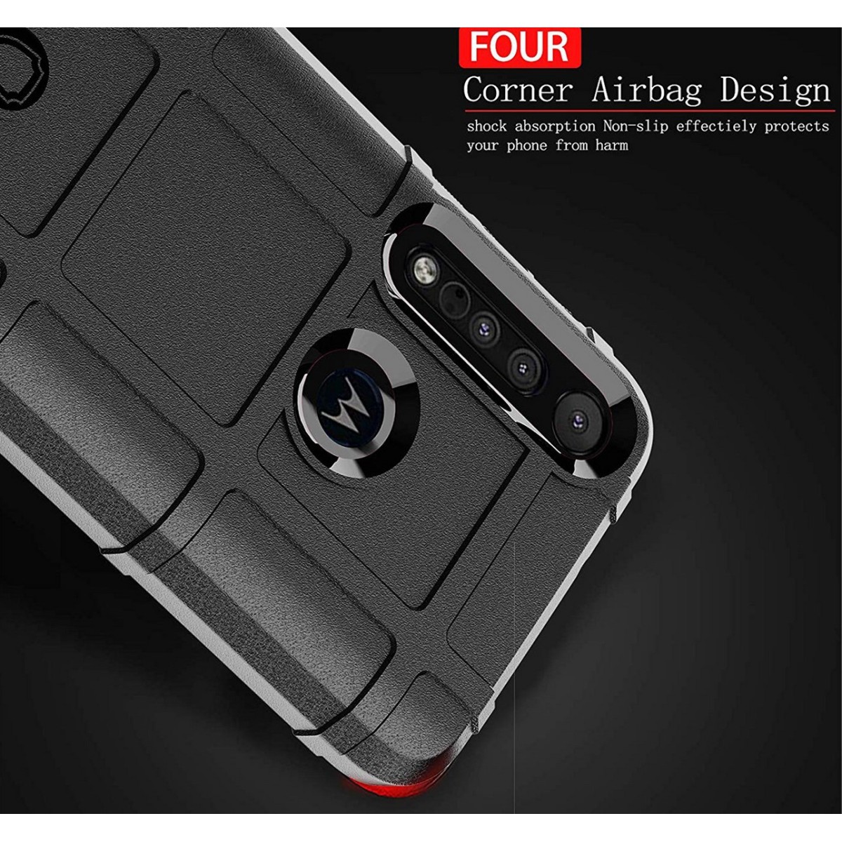 Funda Armor Rugged Shield Antigolpes para Motorola One Macro color Negra