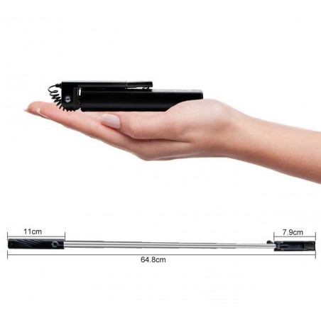 Palo Mini Selfie Stick Extensible Naranja compatible con iOS y Android por Jack 3,5mm Remax XT-P02