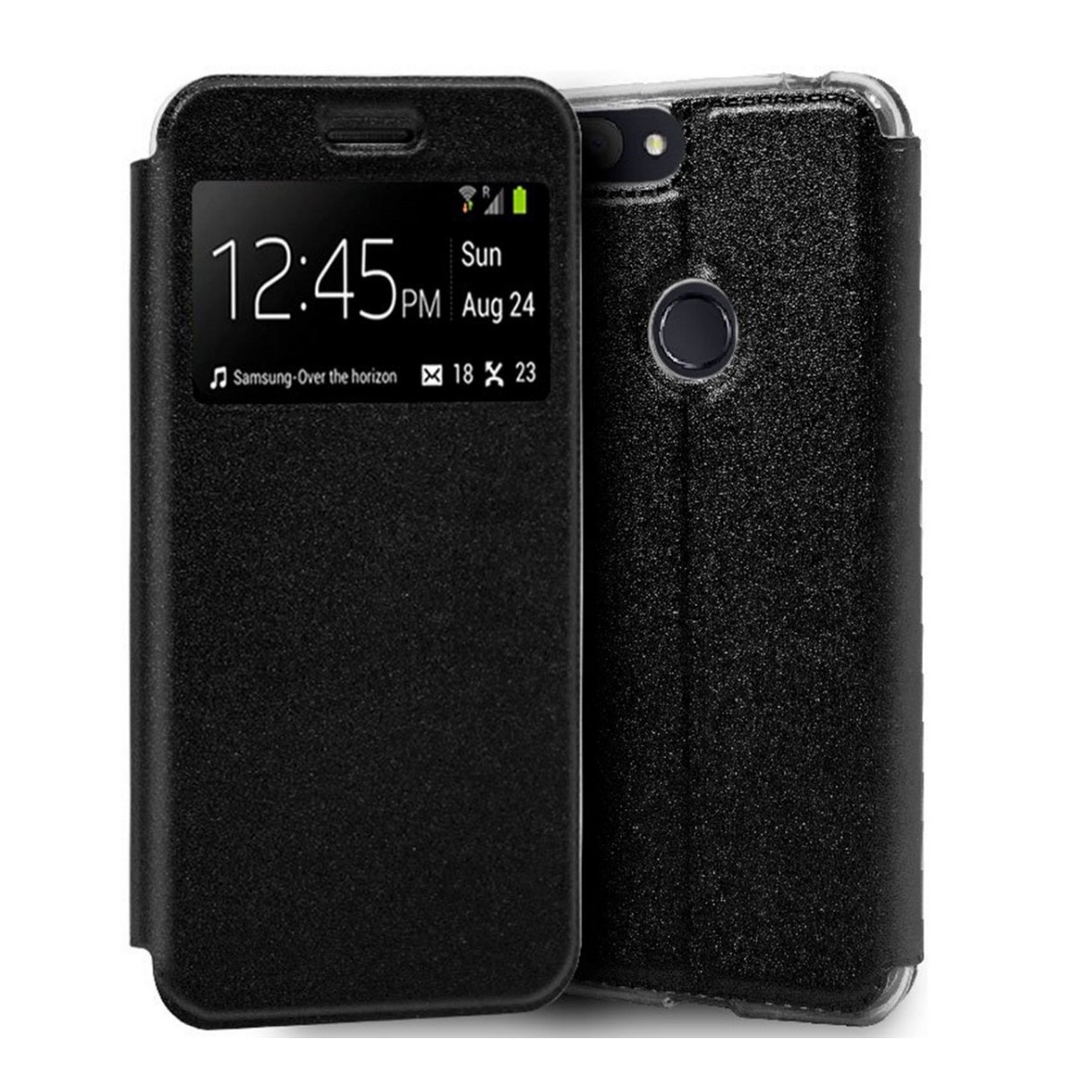 Funda Libro Soporte con Ventana para Alcatel 1S (2019) Color Negra