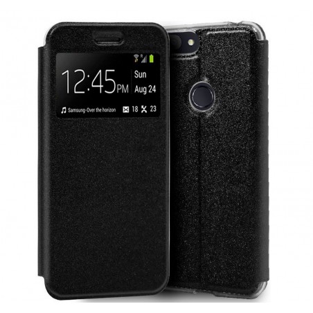 Funda Libro Soporte con Ventana para Alcatel 1S (2019) Color Negra