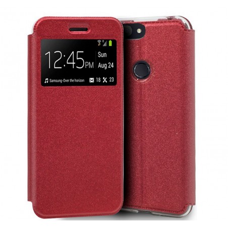 Funda Libro Soporte con Ventana para Alcatel 1S (2019) Color Roja