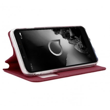 Funda Libro Soporte con Ventana para Alcatel 1S (2019) Color Roja