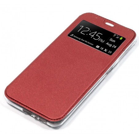 Funda Libro Soporte con Ventana para Alcatel 1S (2019) Color Roja