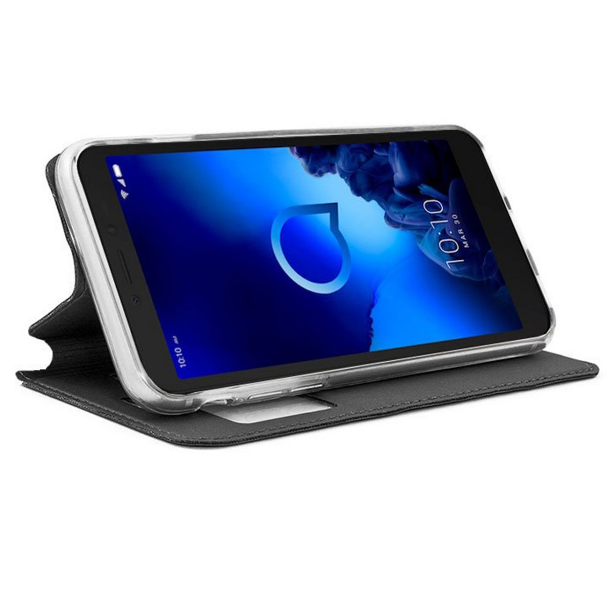Funda Libro Soporte con Ventana para Alcatel 1V 2019 Color Negra