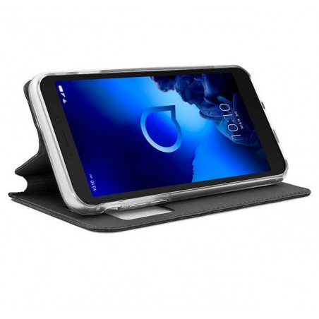 Funda Libro Soporte con Ventana para Alcatel 1V 2019 Color Negra