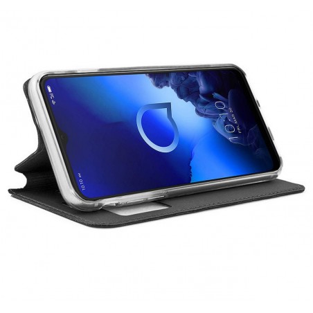 Funda Libro Soporte con Ventana para Alcatel 3X 2020 Color Negra