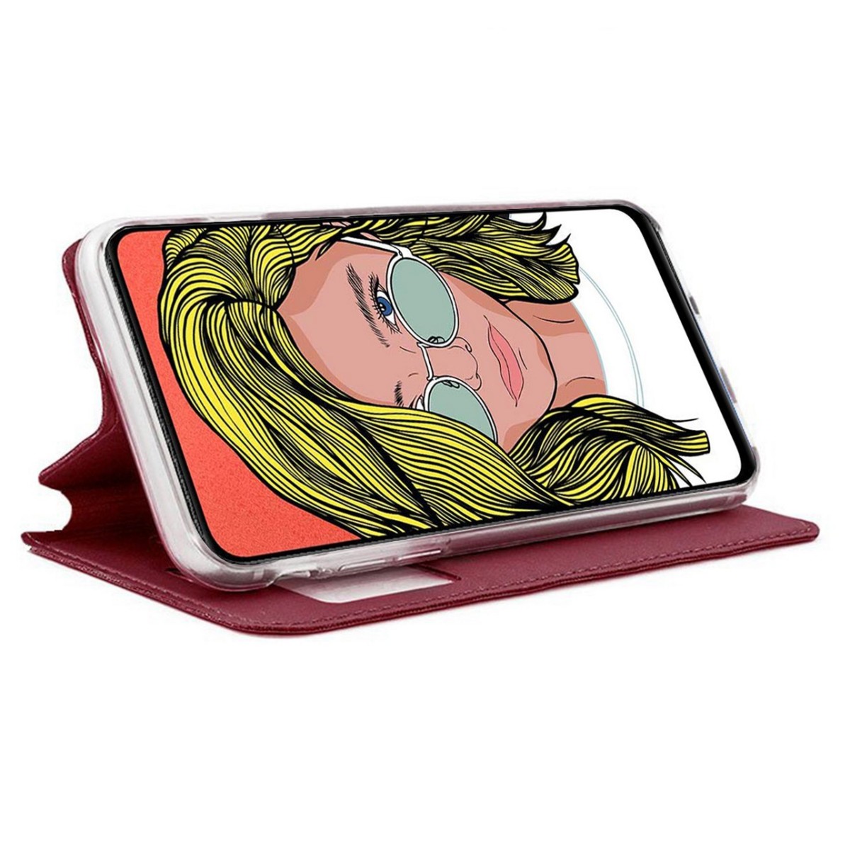 Funda Libro Soporte con Ventana para Huawei P Smart Z Color Roja