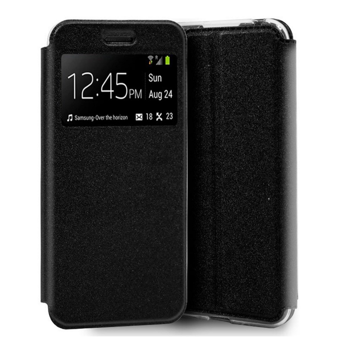 Funda Libro Soporte con Ventana para Huawei Y5 2019 Color Negra