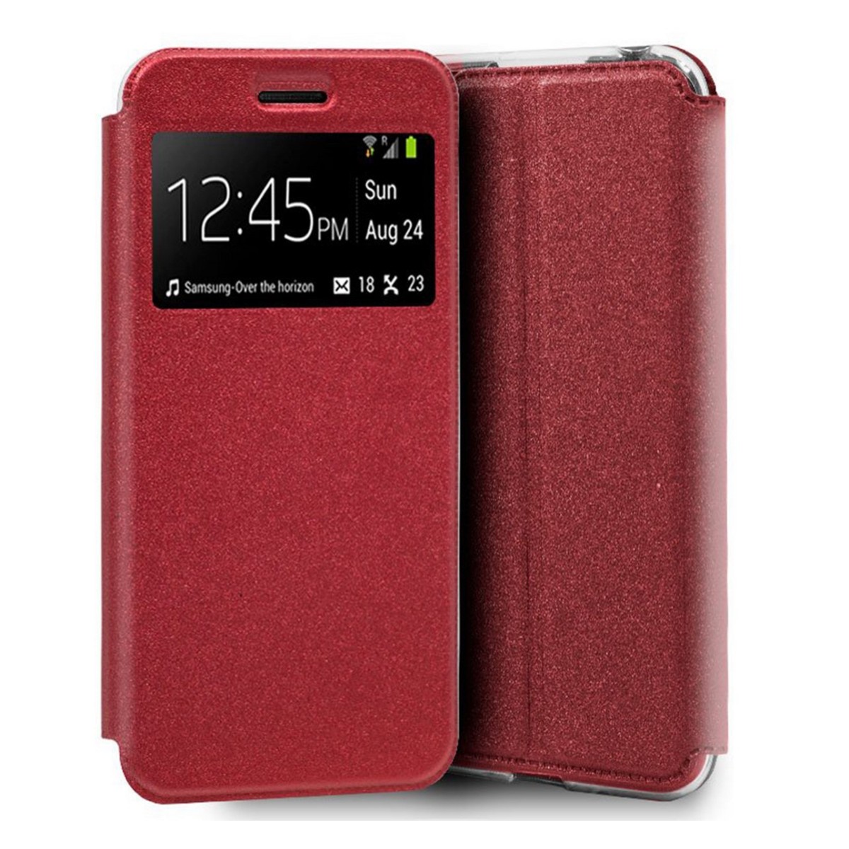 Funda Libro Soporte con Ventana para Huawei Y5 2019 Color Roja