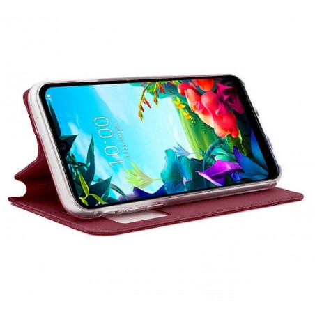 Funda Libro Soporte con Ventana para Lg K40S Color Roja