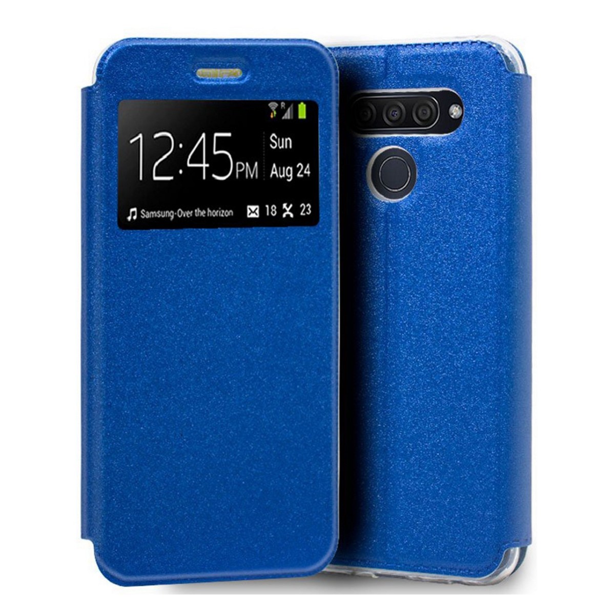 Funda Libro Soporte con Ventana para Lg Q60 / K50 Color Azul