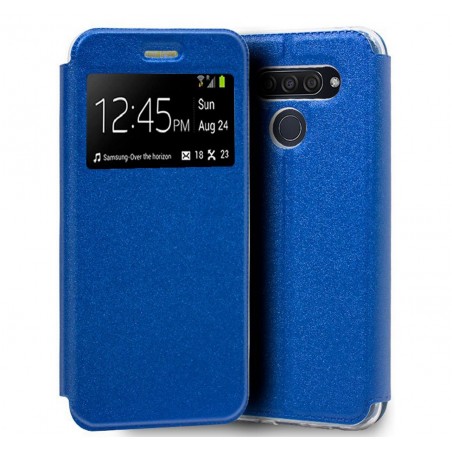 Funda Libro Soporte con Ventana para Lg Q60 / K50 Color Azul