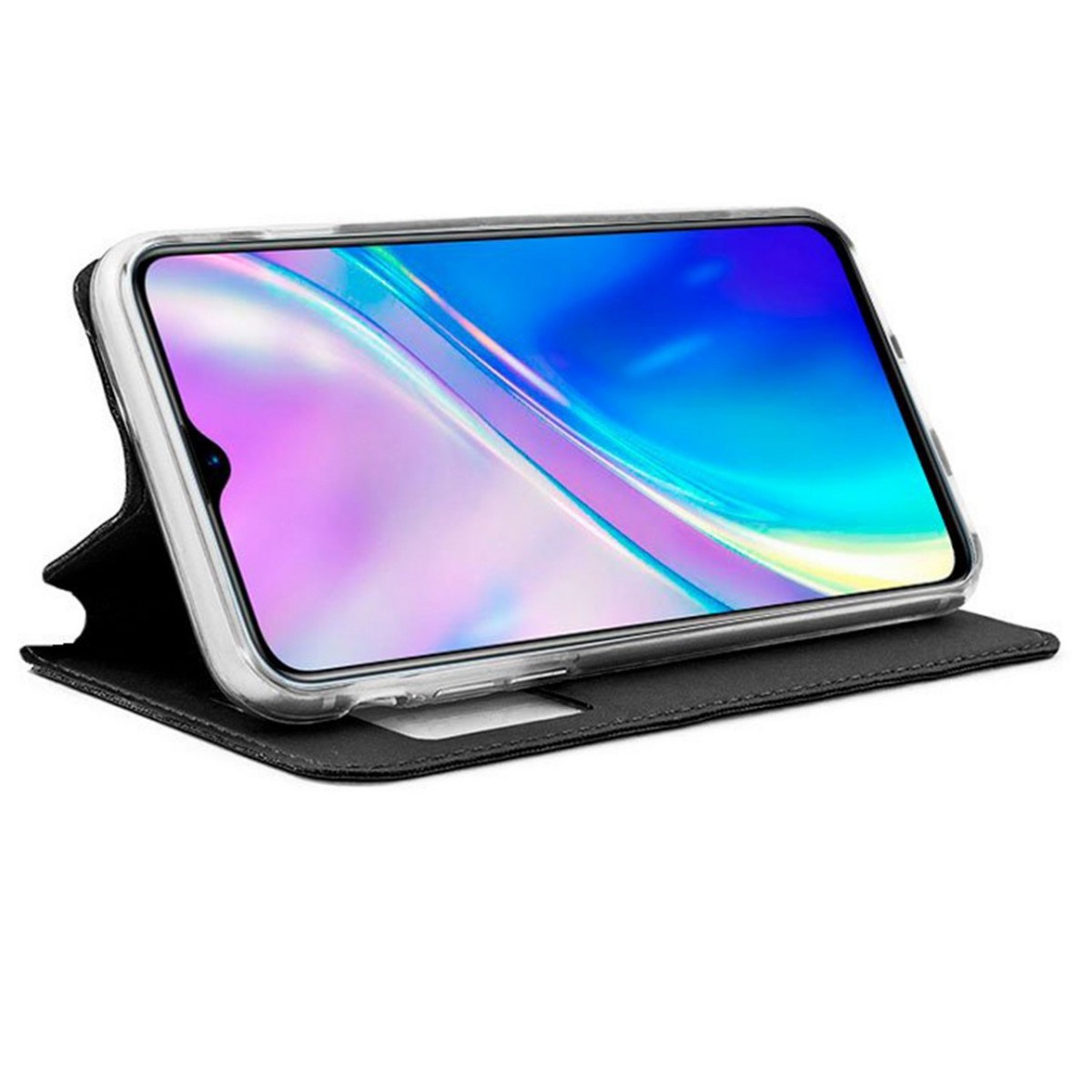 Funda Libro Soporte con Ventana para Realme X2 Color Negra