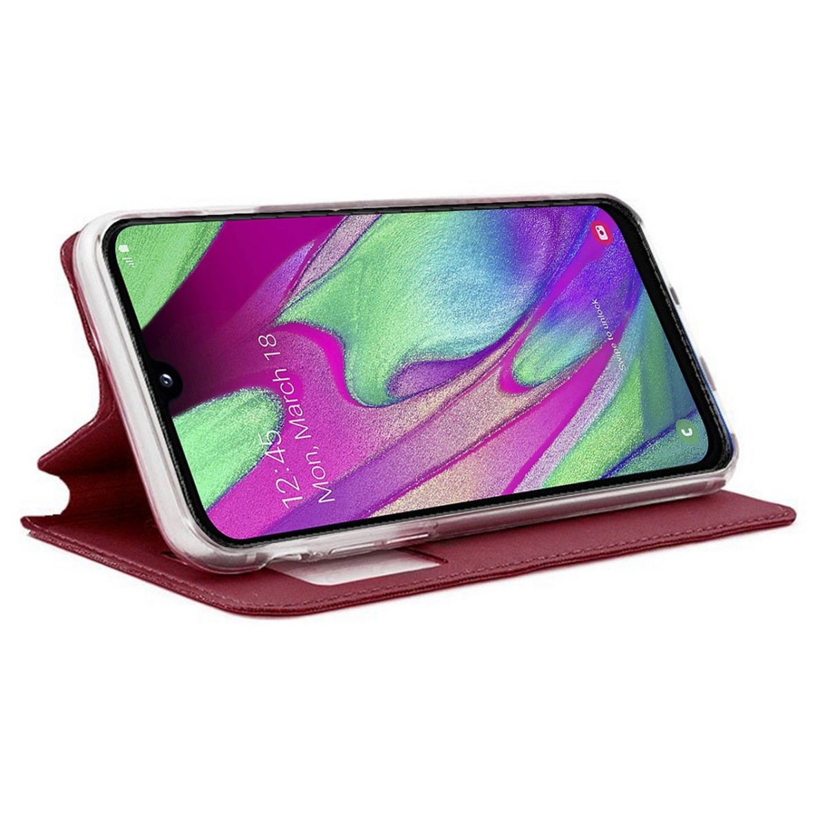 Funda Libro Soporte con Ventana para Samsung Galaxy A40 Color Roja