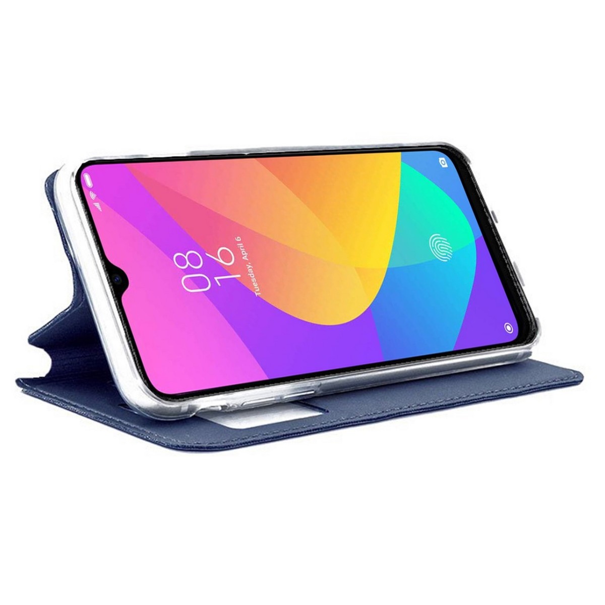 Funda Libro Soporte con Ventana para Xiaomi Mi 9 Lite Color Azul