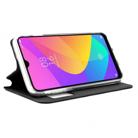Funda Libro Soporte con Ventana para Xiaomi Mi 9 Lite Color Negra