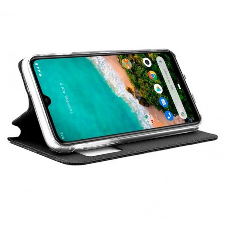 Funda Libro Soporte con Ventana para Xiaomi Mi A3 Color Negra