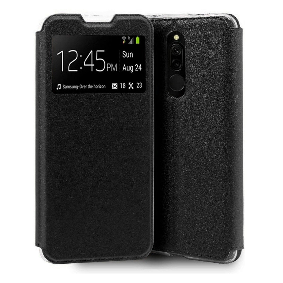 Funda Libro Soporte con Ventana para Xiaomi Redmi 8 Color Negra