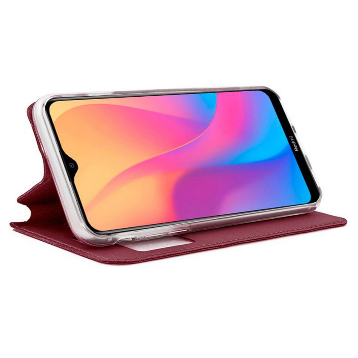 Funda Libro Soporte con Ventana para Xiaomi Redmi 8 Color Roja