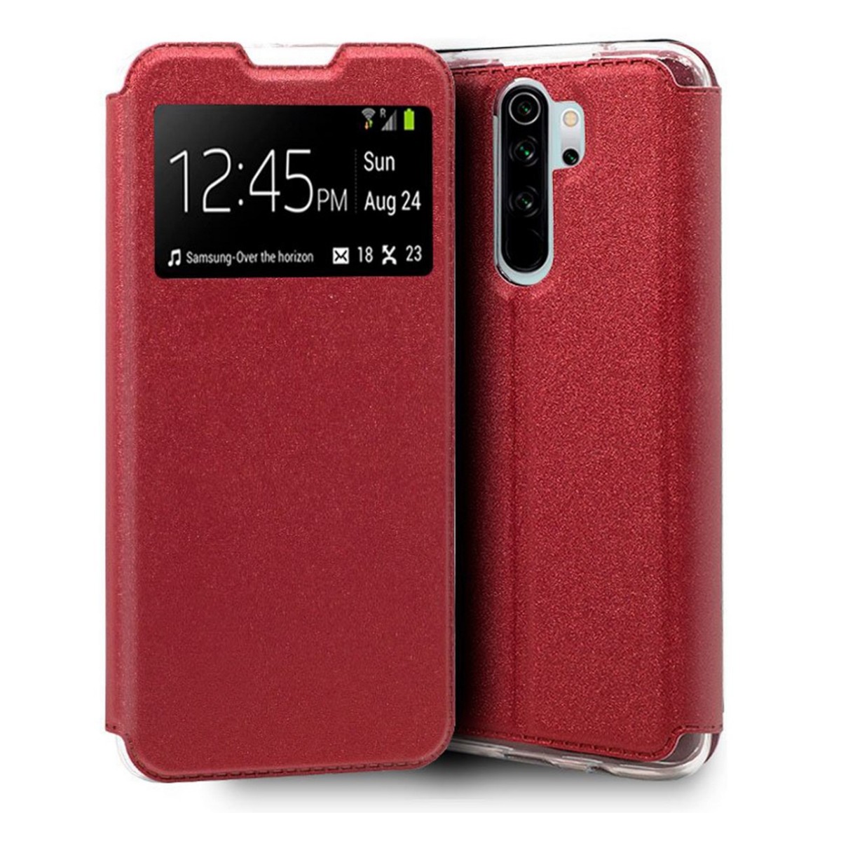 Funda Libro Soporte con Ventana para Xiaomi Redmi Note 8 Pro Color Roja