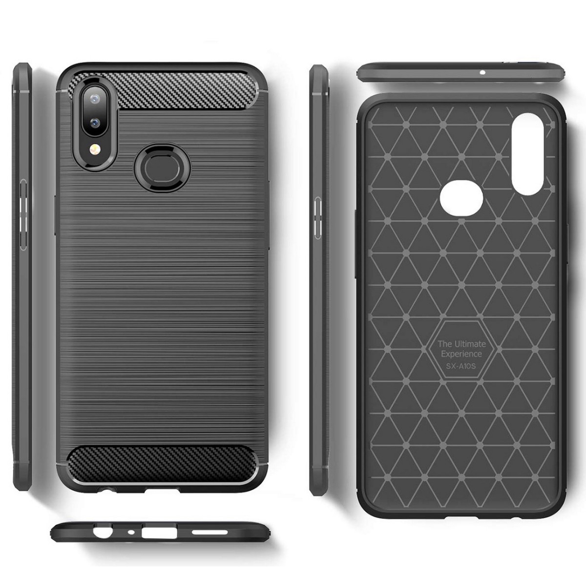Funda Gel Tpu Tipo Carbon Negra para Samsung Galaxy A10s