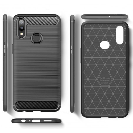 Funda Gel Tpu Tipo Carbon Negra para Samsung Galaxy A10s