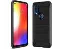 Funda Gel Tpu Tipo Carbon Negra para Motorola One Vision
