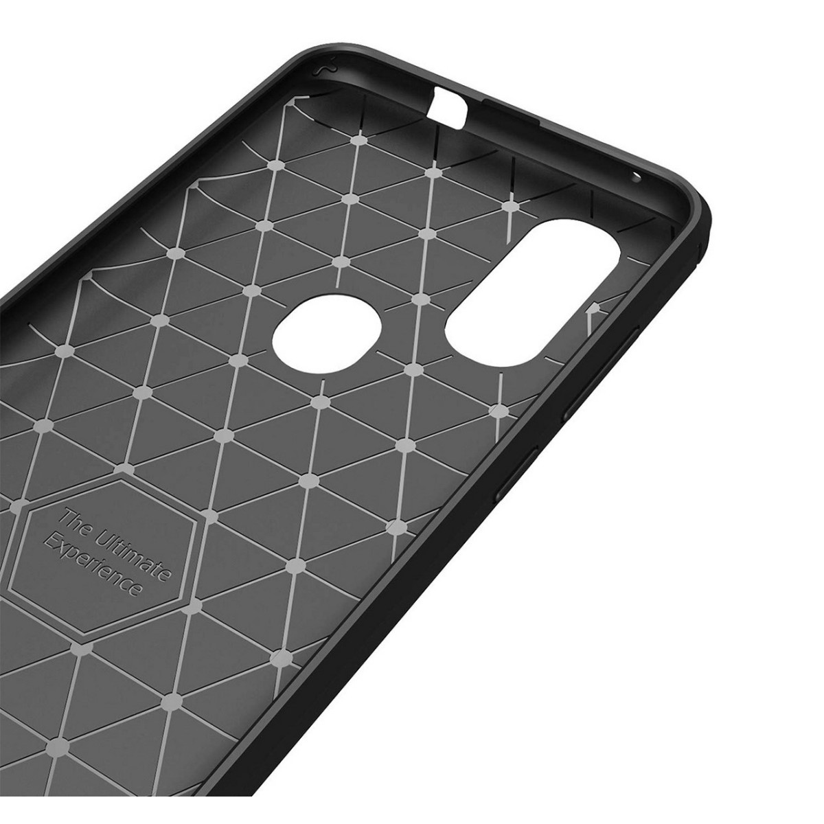 Funda Gel Tpu Tipo Carbon Negra para Motorola One Vision