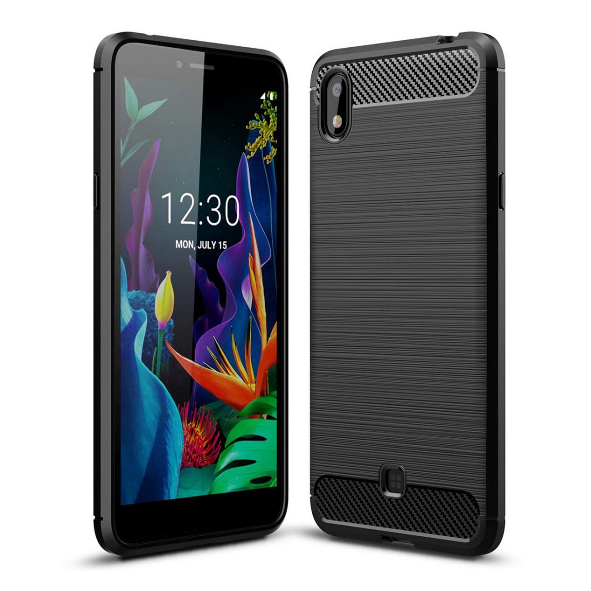 Funda Gel Tpu Tipo Carbon Negra para Lg K20
