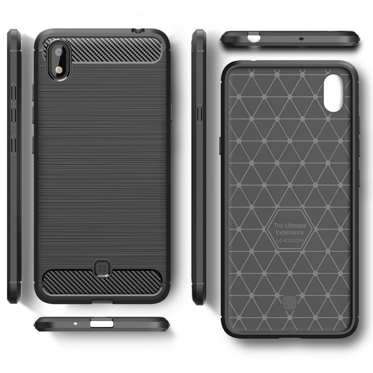 Funda Gel Tpu Tipo Carbon Negra para Lg K20