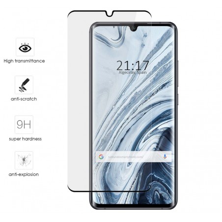 Protector Cristal Templado Completo 5D Full Glue Curvo Negro para Xiaomi Mi Note 10 Vidrio
