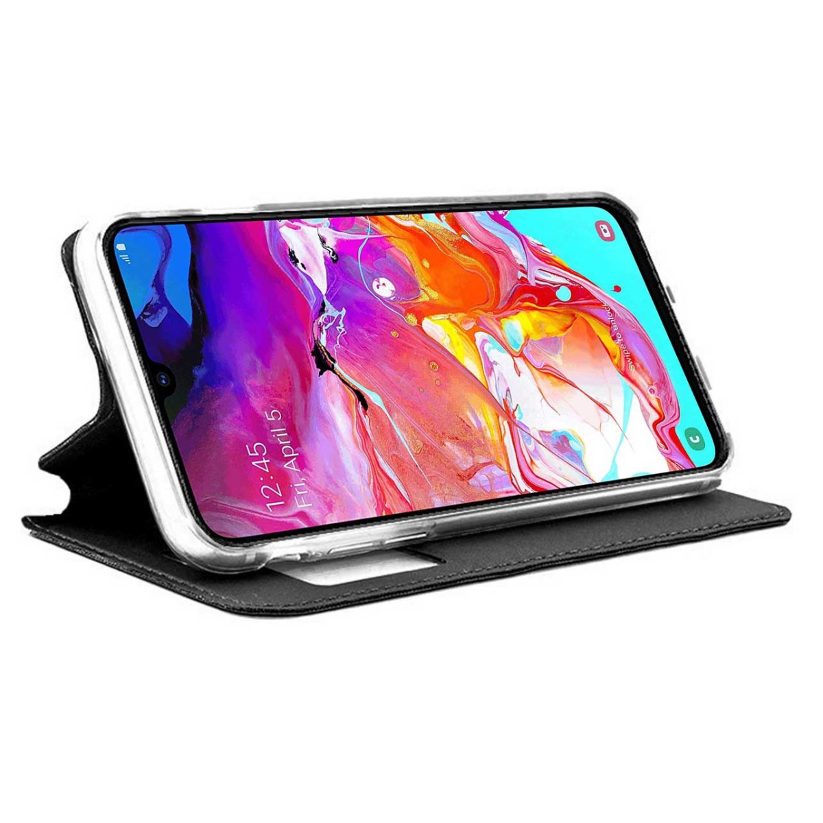 Funda Libro Soporte con Ventana para Samsung Galaxy A70 Color Negra