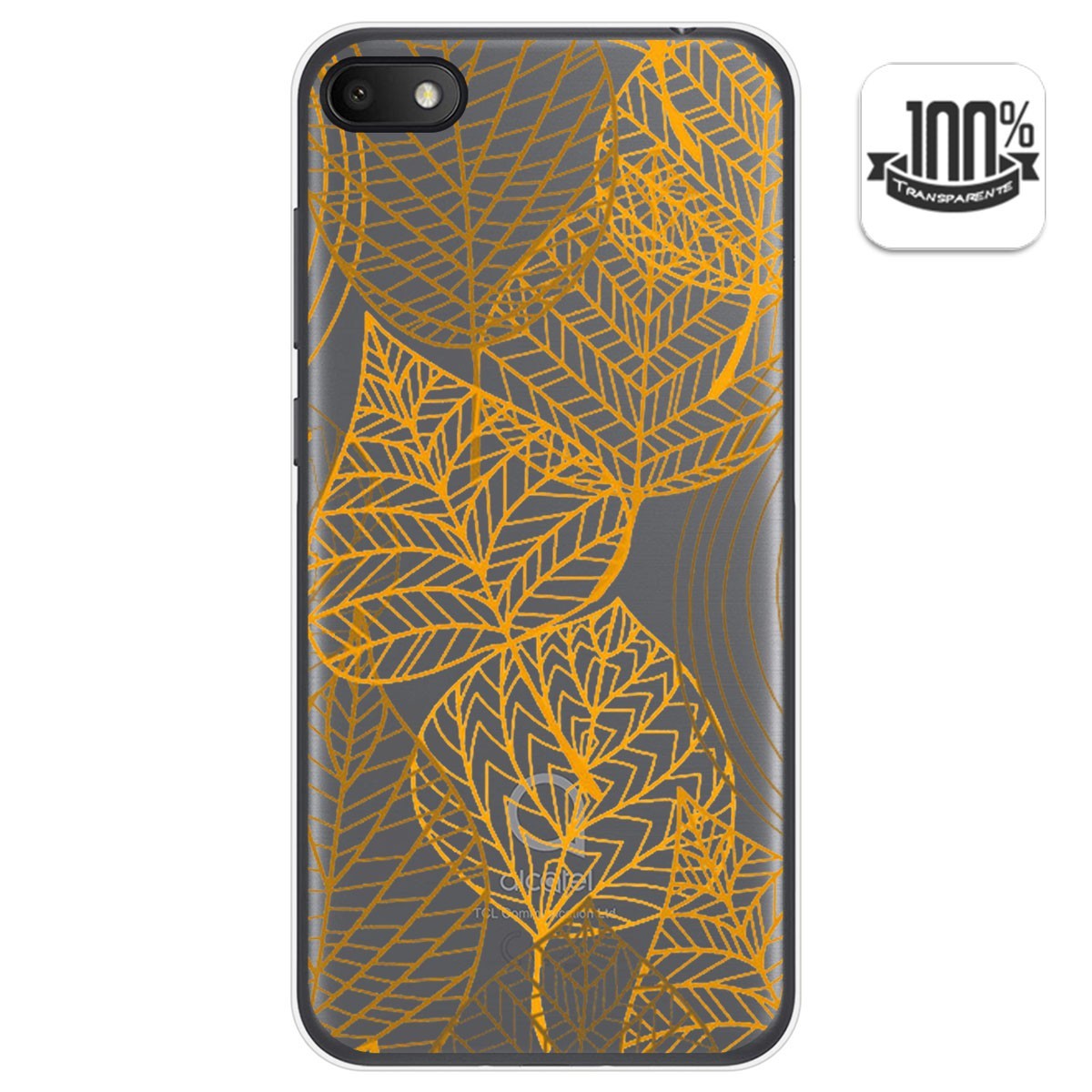 Funda Gel Transparente para Alcatel 1V 2019 diseño Hojas Dibujos