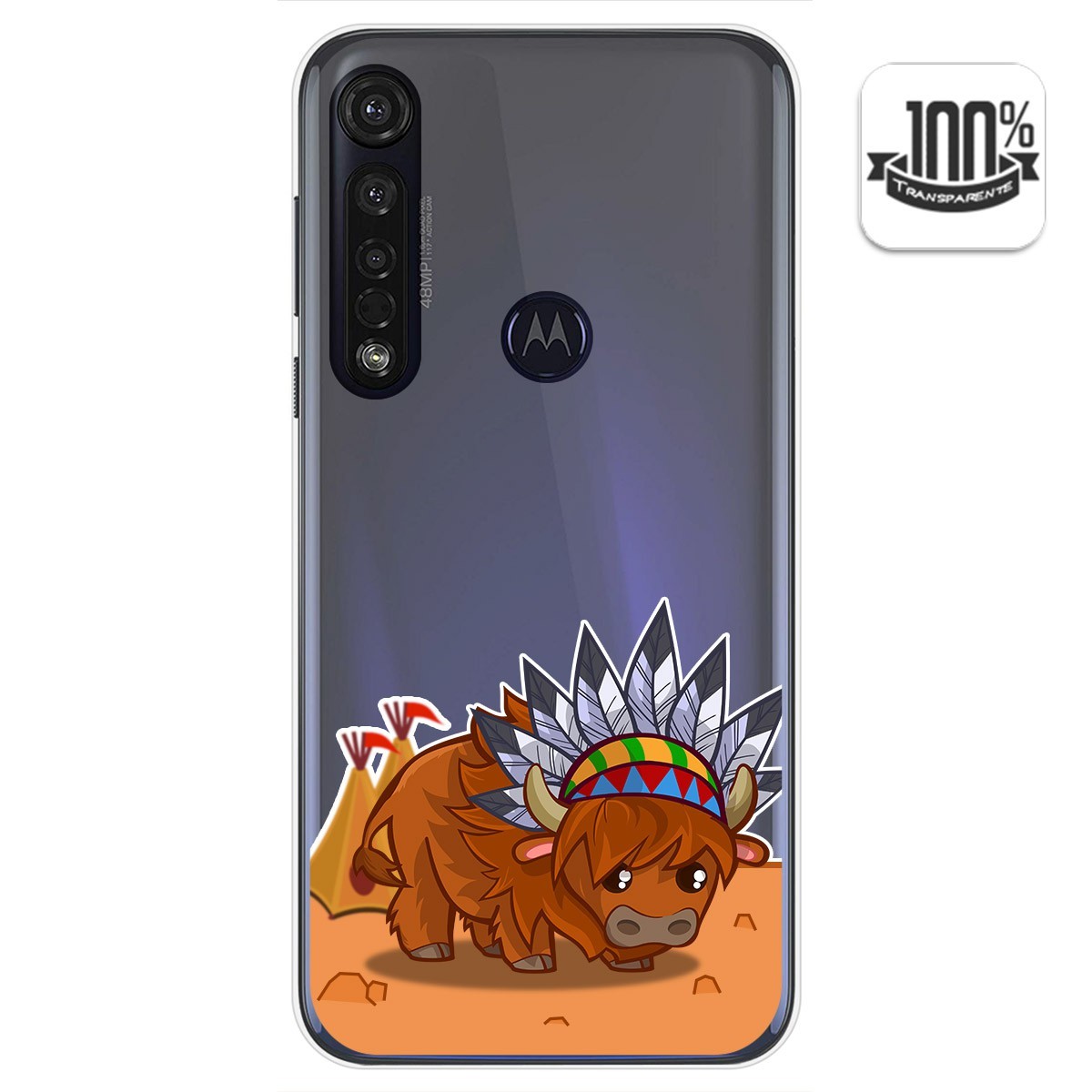 Funda Gel Transparente para Motorola Moto G8 Plus diseño Bufalo Dibujos