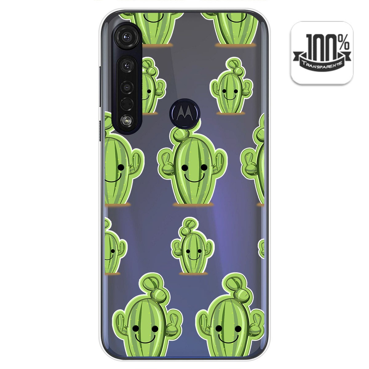 Funda Gel Transparente para Motorola Moto G8 Plus diseño Cactus Dibujos