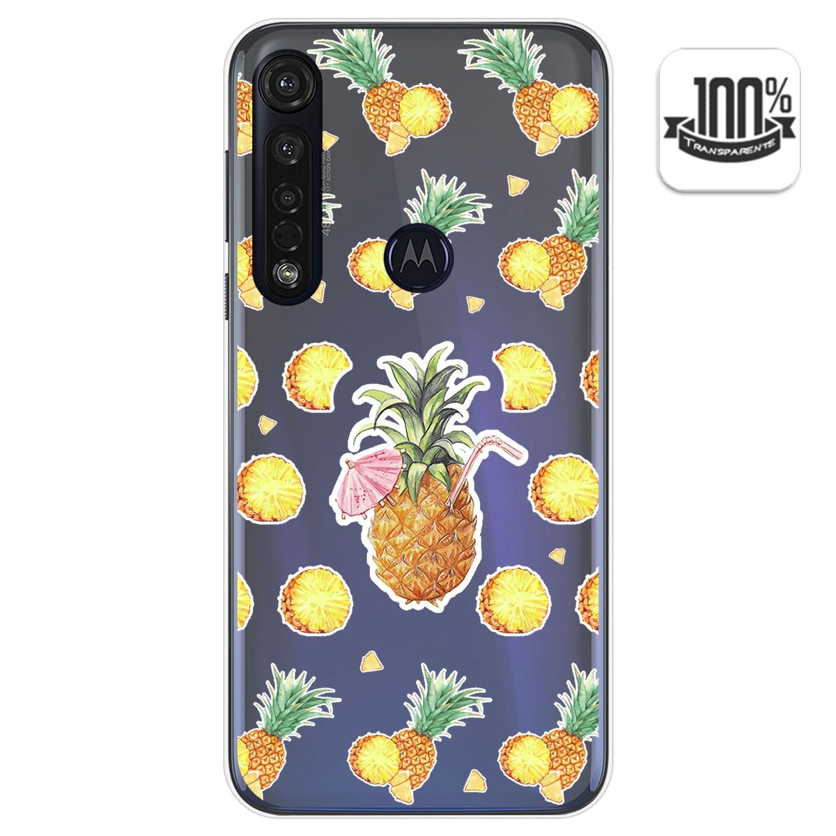Funda Gel Transparente para Motorola Moto G8 Plus diseño Piña Dibujos
