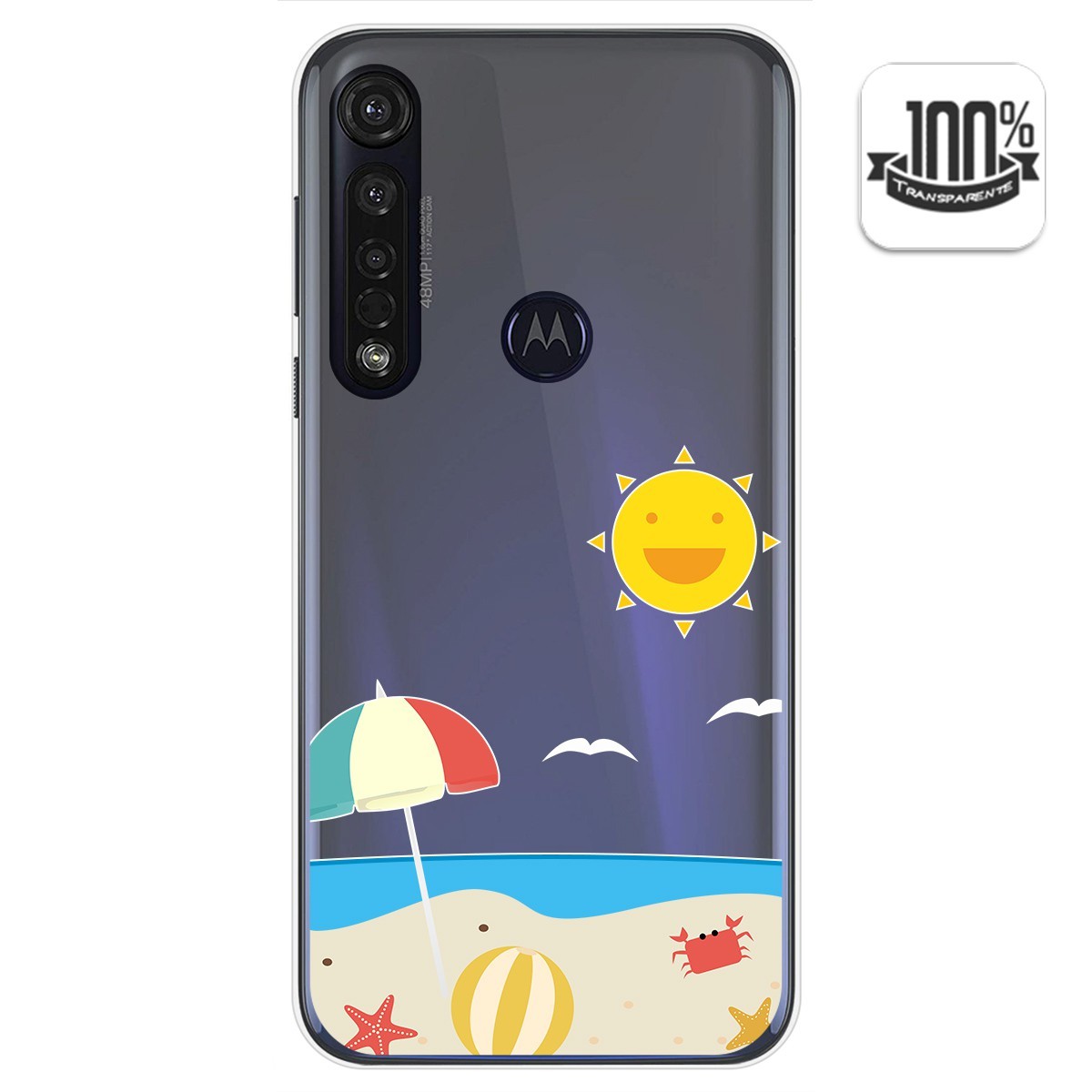Funda Gel Transparente para Motorola Moto G8 Plus diseño Playa Dibujos